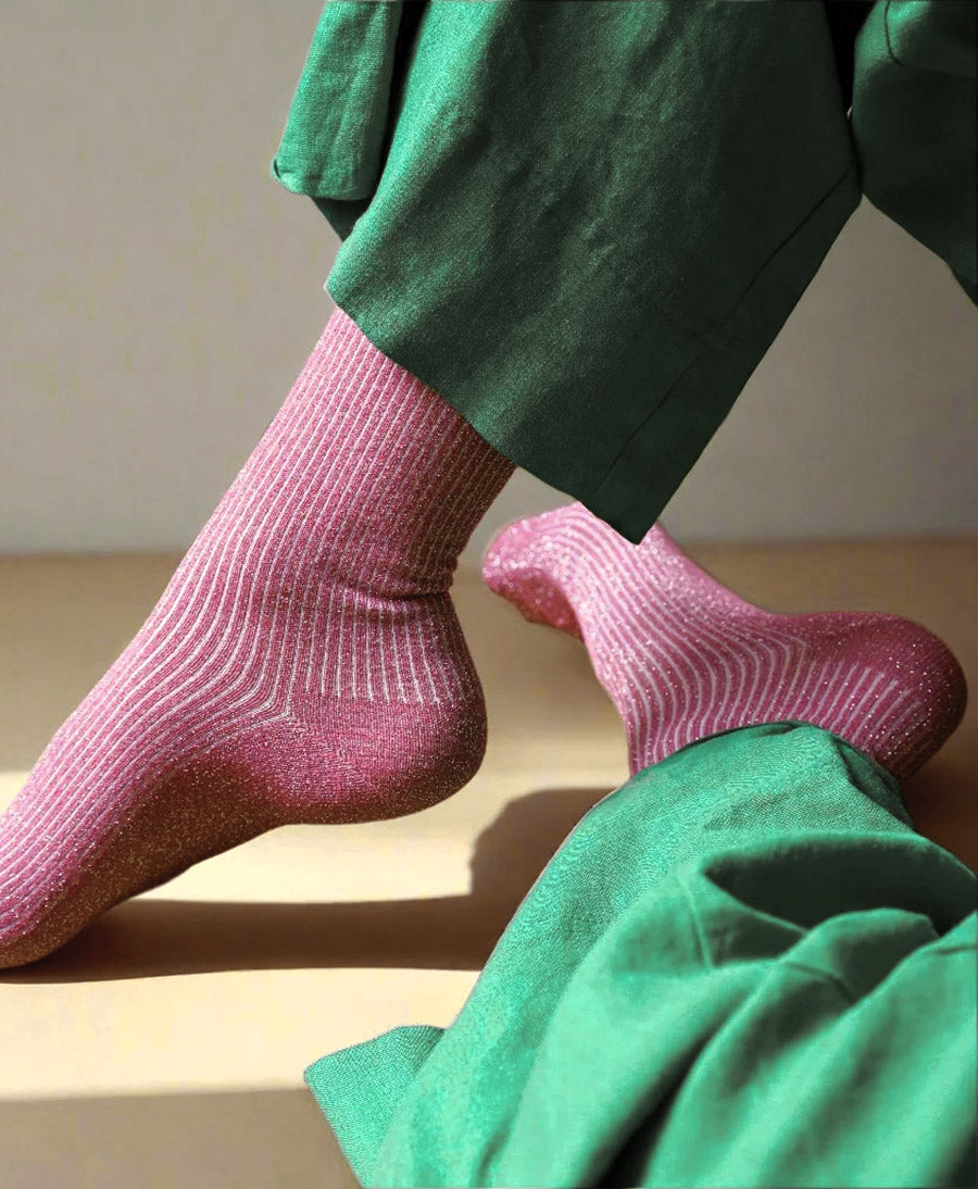 Glitzer Socken Lyocell - Beerenrot