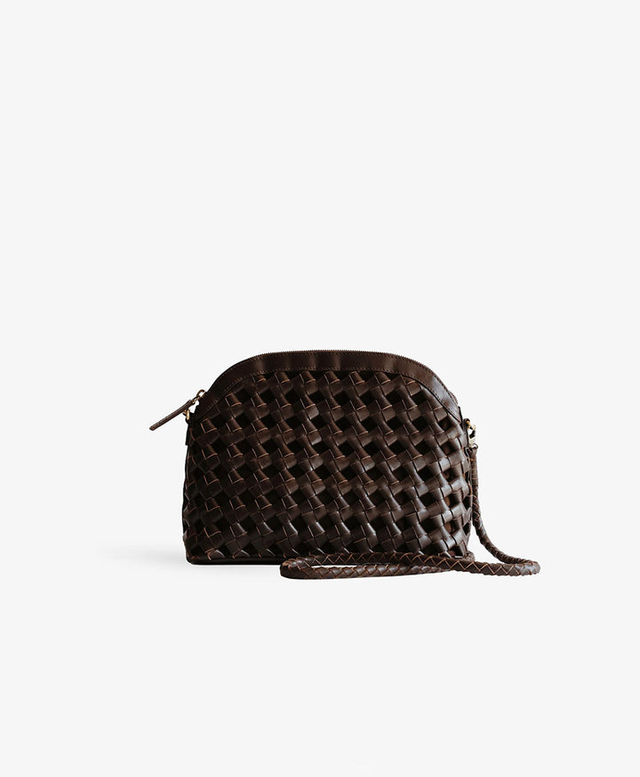 Geknotete Ledertasche "CARMEN" - Espresso