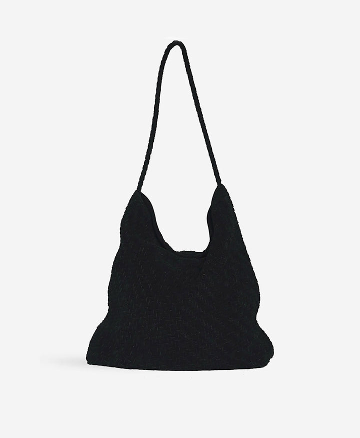 Gewebte Ledertasche "SERA" Suede - Schwarz