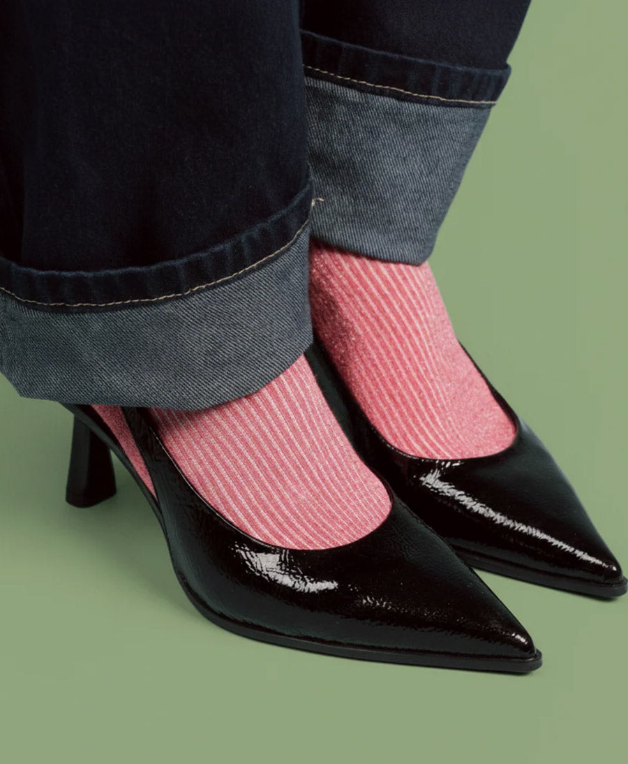 Glitzer Socken Lyocell - Beerenrot