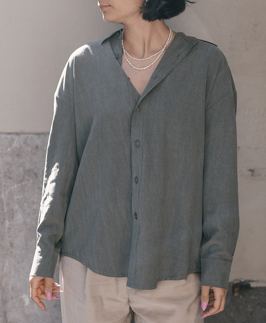 Hemd Signature Unisex Dolman Shirt Tencel - Pewter Green