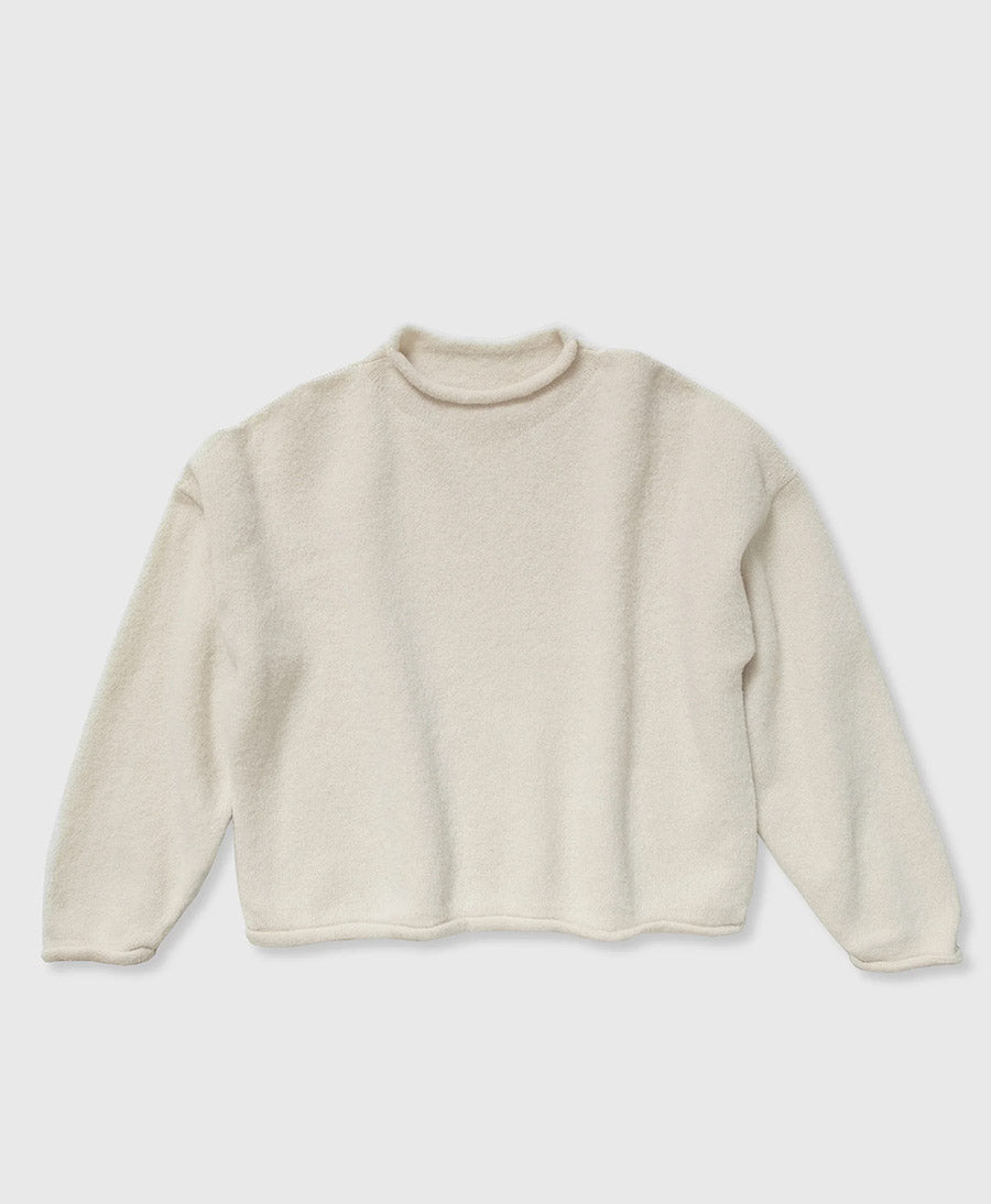 Strickpullover Cream Boucle Rolled Sweater