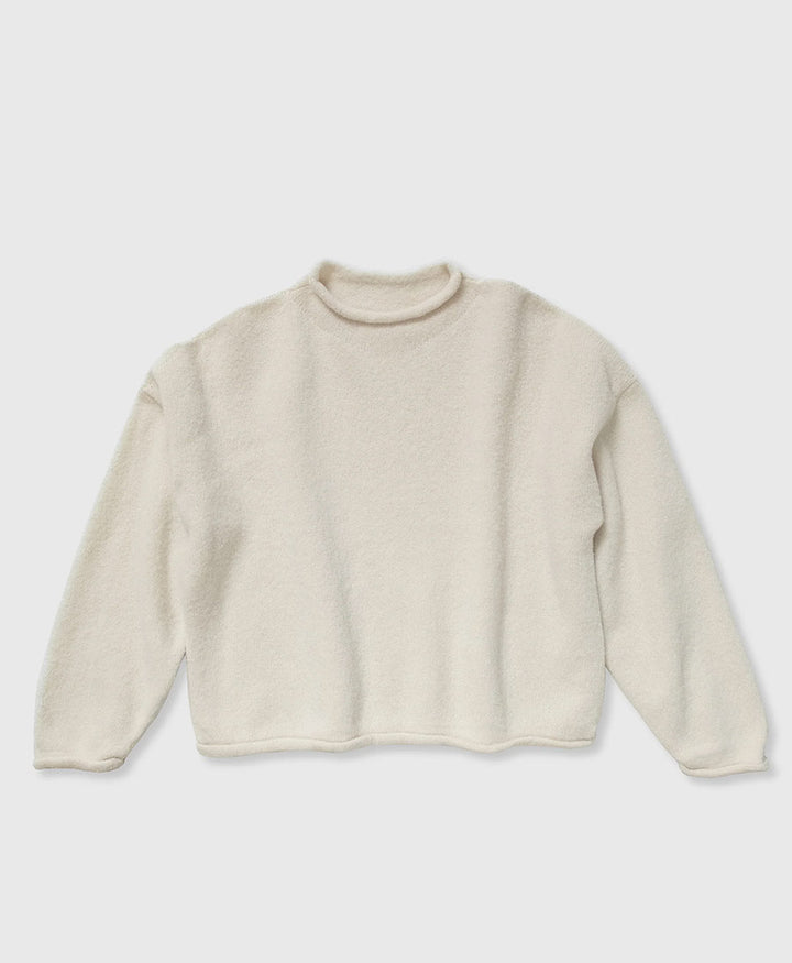 Strickpullover Cream Boucle Rolled Sweater