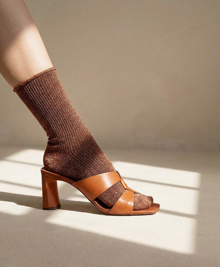 Glitzer Socken Lyocell - Braun