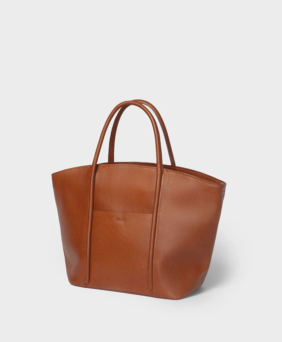 Umhängetasche mit Reissverschluss Zip Cord Tote aus Leder - Braun