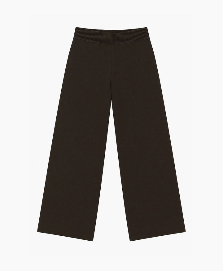 Strickhose - Wide Leg Pants - Kaschmir/Seide - Dunkelbraun