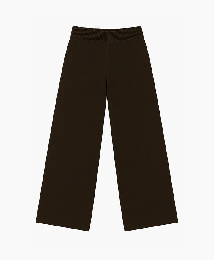 Strickhose - Wide Leg Pants - Kaschmir/Seide - Dunkelbraun