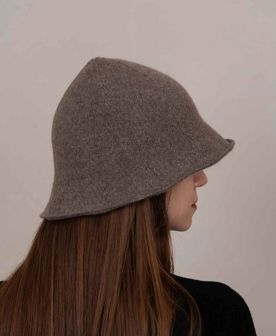 Bucket Hat aus Kaschmir - Dunkles Taupe