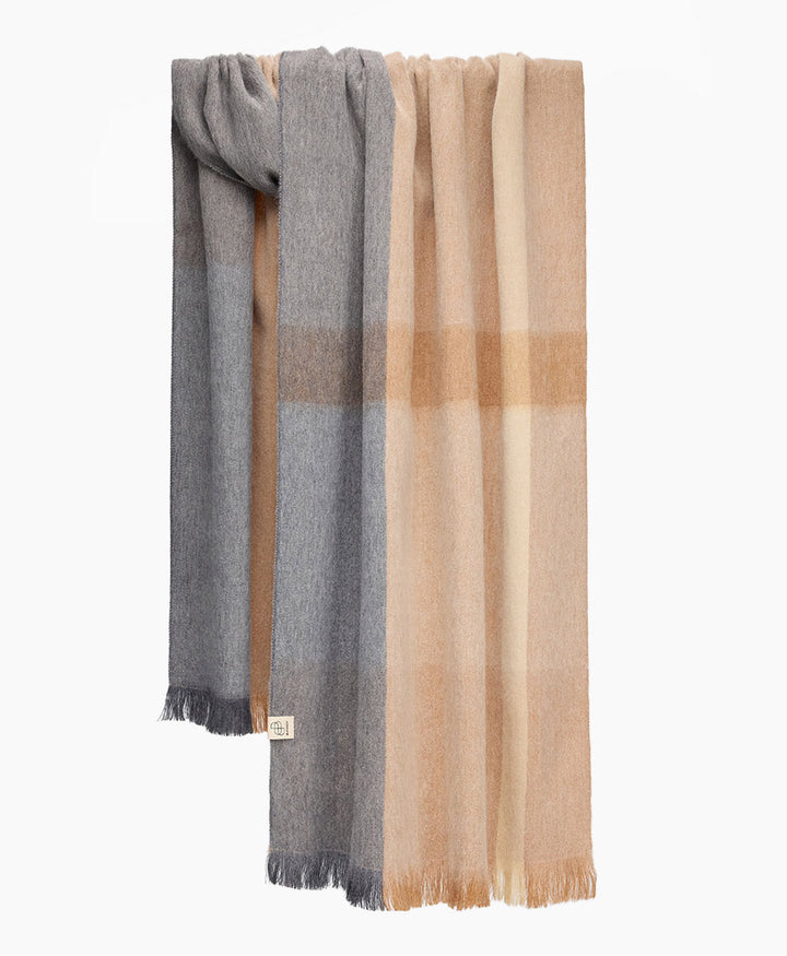 Halstuch Alpaka Schal - Karo - Caramel Clay
