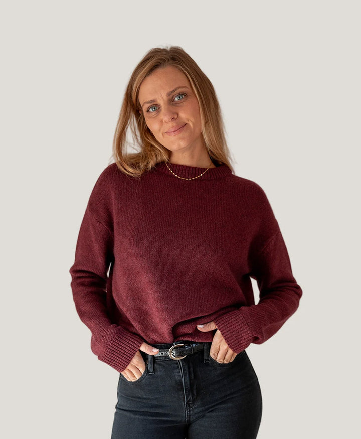 Strickpullover - Crewneck Sweater - Kaschmir/Seide - Burgundy