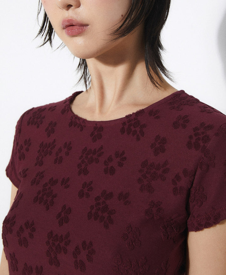 Kurzes T-Shirt GLORIA - Burgundy