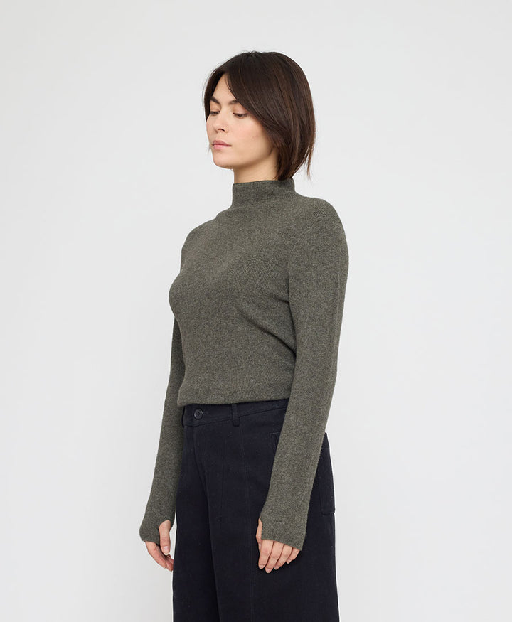 Strickpullover Yak Mock-Neck - Sage Gray