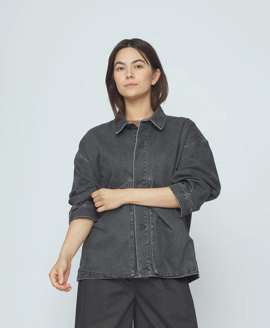 Hemdjacke Signature Panel Pockets Shirt Jacket - Washed Black