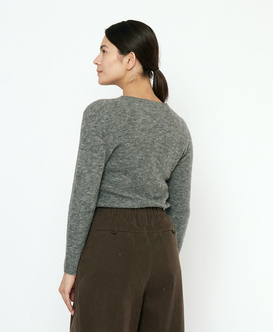Langarm Shirt Mockneck - Grau (meliert)