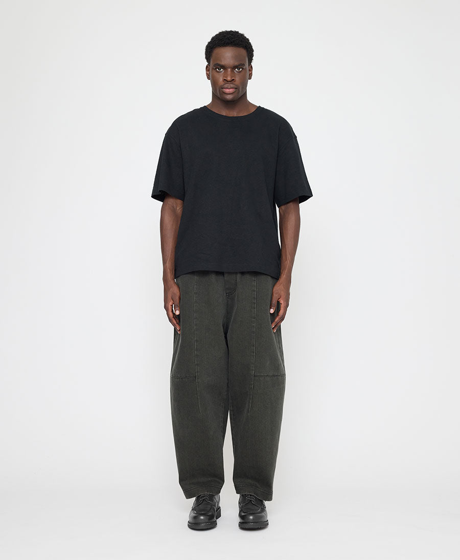 Stoffhose Elastic Panel Barrel Trouser - Washed Black