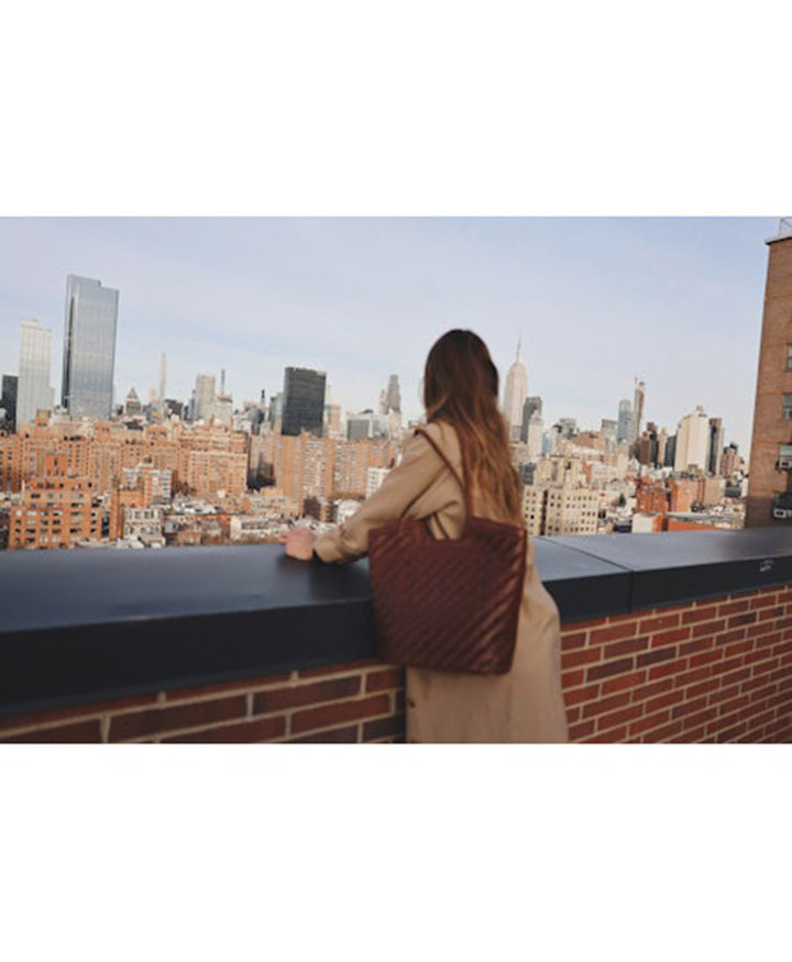 Gewebte Ledertasche "Camilla Large" - Sienna