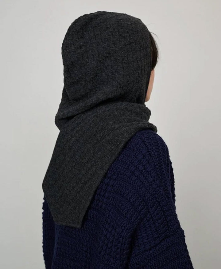Kapuzenschal aus Strick - Anthrazit
