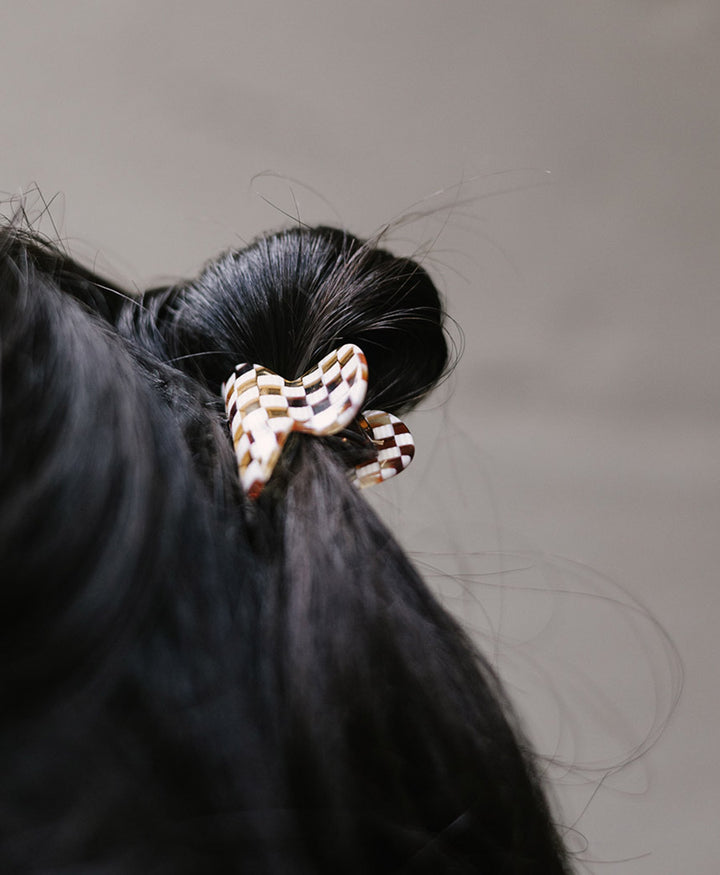 Mini Haarklammer CARMELLA (S) aus Acetat - Karo
