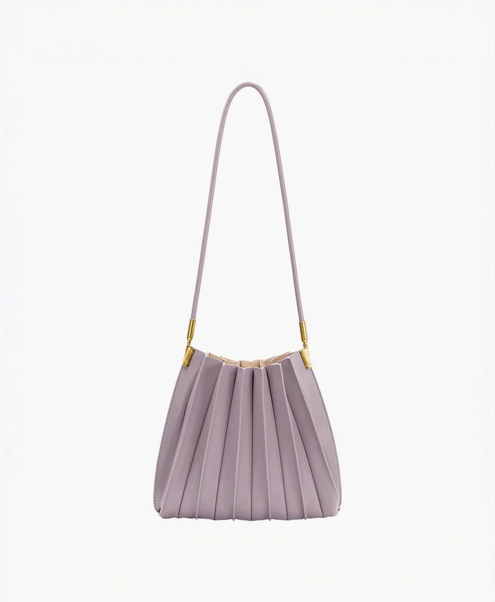 Plissierte Schultertasche CARRIE aus veganem Leder - Lila