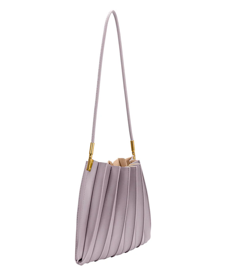 Plissierte Schultertasche CARRIE aus veganem Leder - Lila