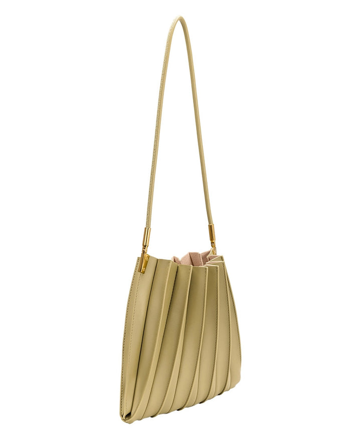 Plissierte Schultertasche CARRIE aus veganem Leder - Avocado