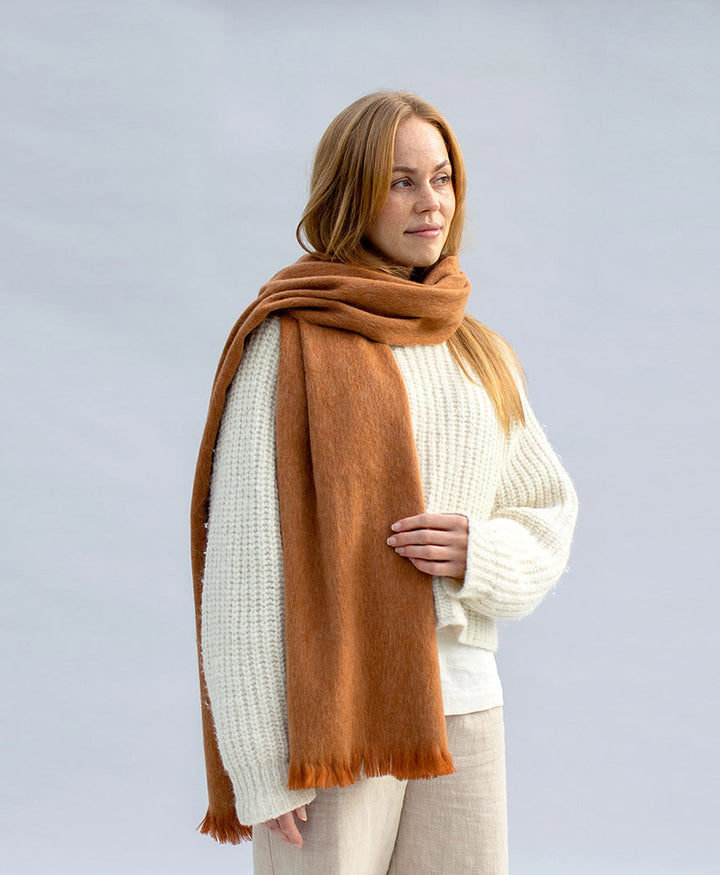 Halstuch Alpaka Schal Slim - Solid Chestnut