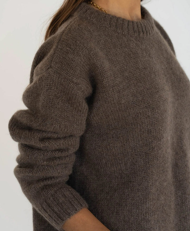 Langer Strickpullover Claudia - Braun