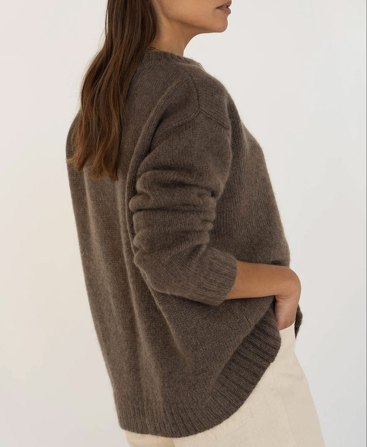 Langer Strickpullover Claudia - Braun