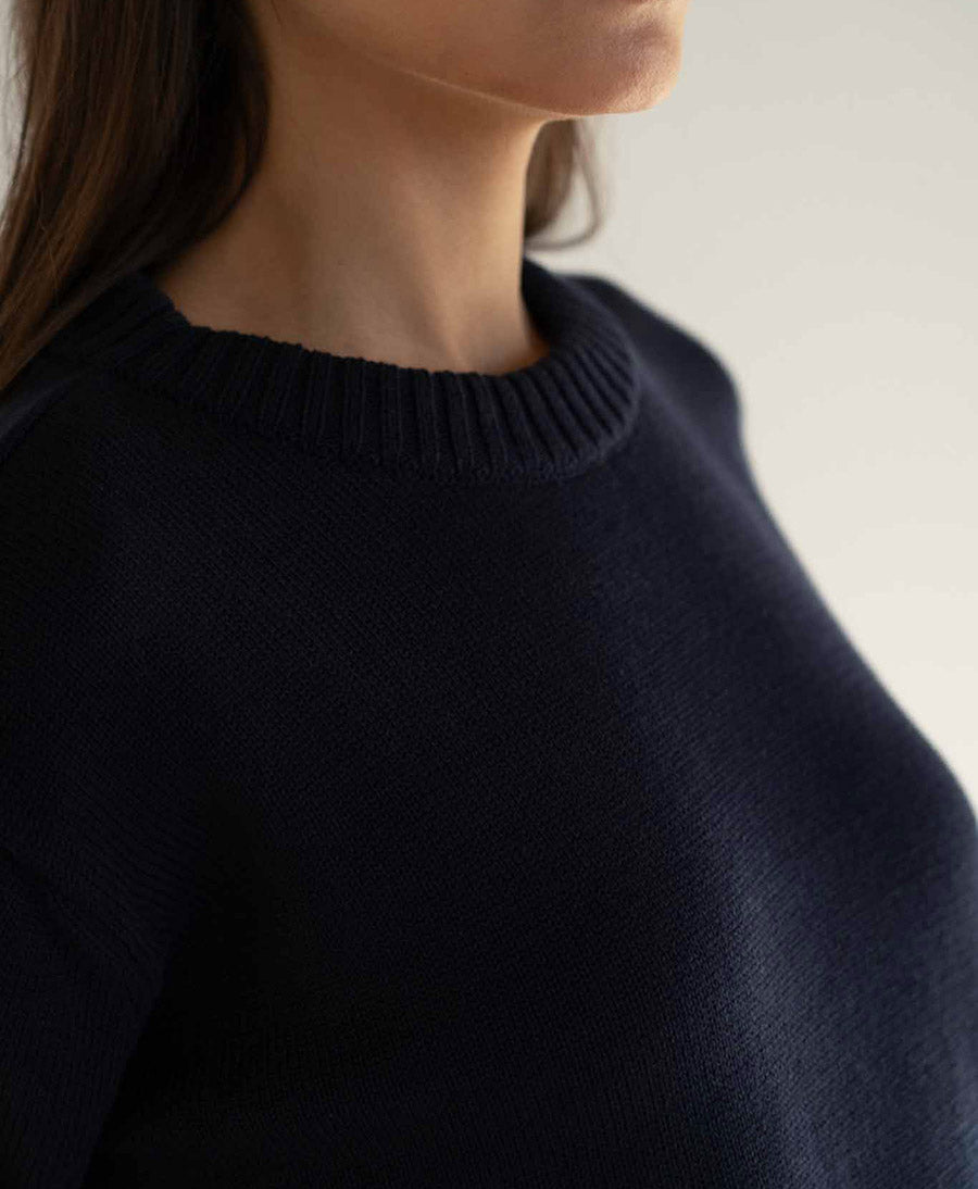 Strickpullover Claudia aus Baumwolle - Navy