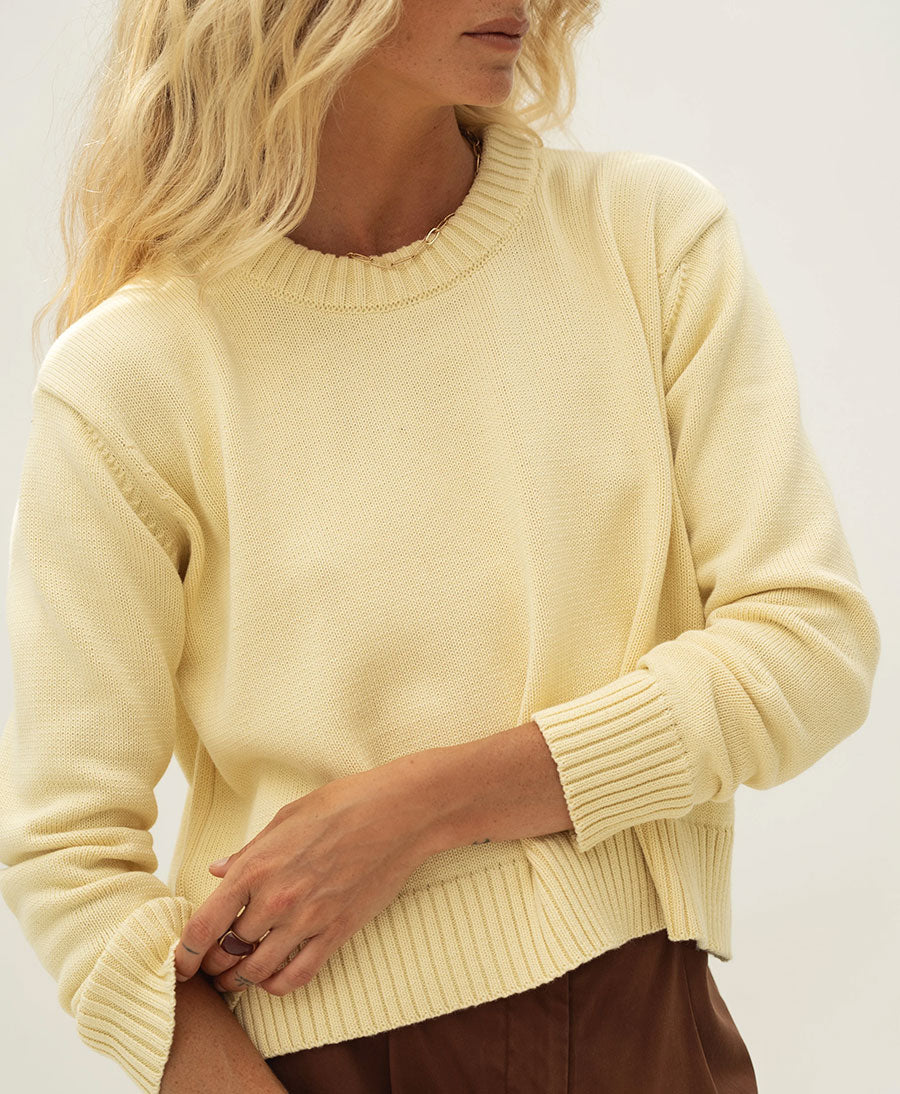 Strickpullover Claudia aus Baumwolle - Hellgelb