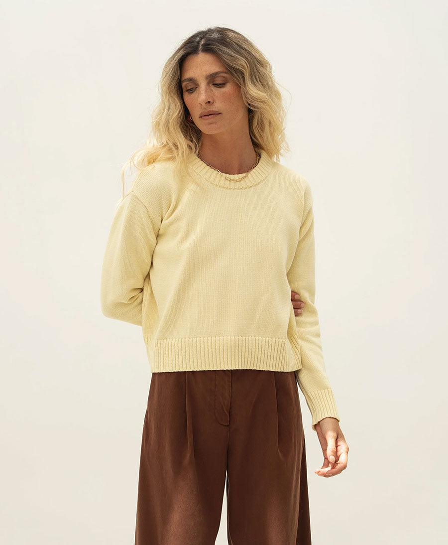 Strickpullover Claudia aus Baumwolle - Hellgelb