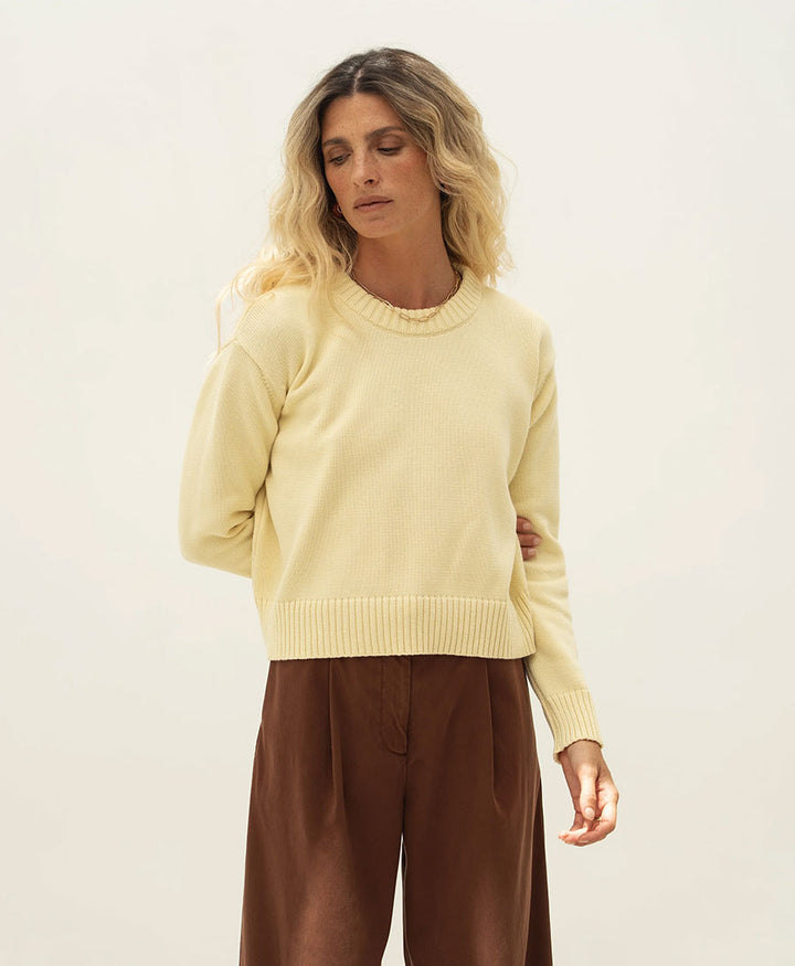 Strickpullover Claudia aus Baumwolle - Hellgelb