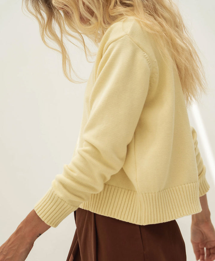 Strickpullover Claudia aus Baumwolle - Hellgelb
