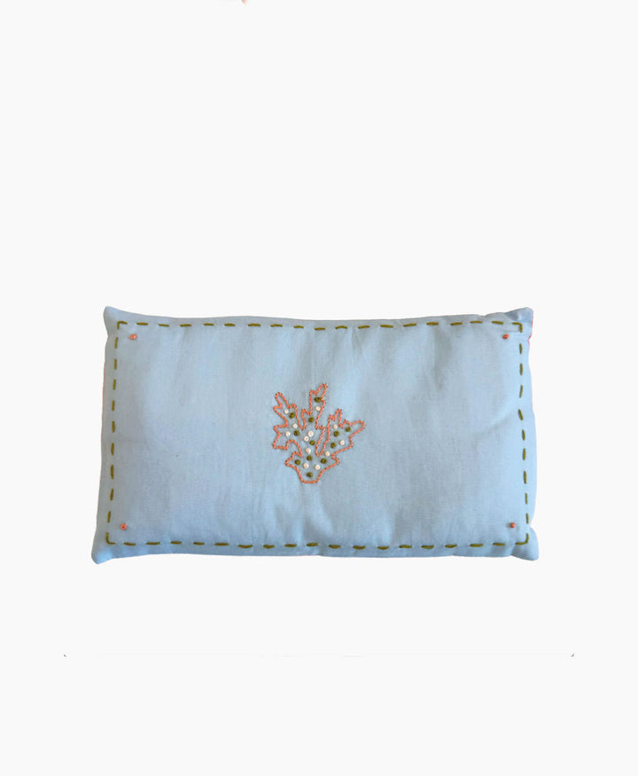 Augenkissen "Eye Pillow RAHA Embroidery Coral" - Hellblau