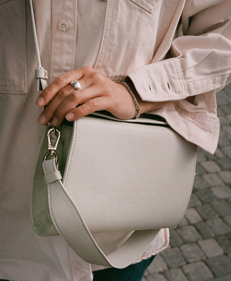 Umhängetasche / Handtasche aus Leder "Gala" - Ivory
