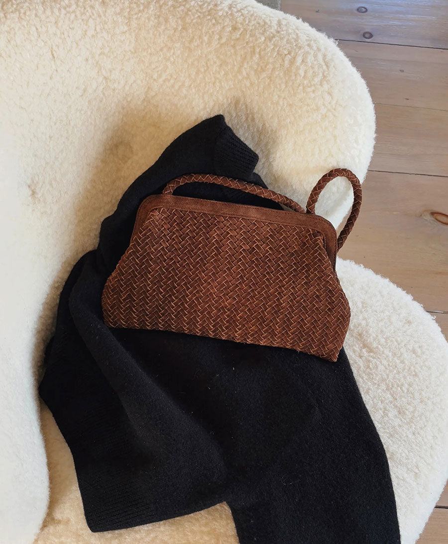 Gewebte Ledertasche "LE SAC" Suede - Braun