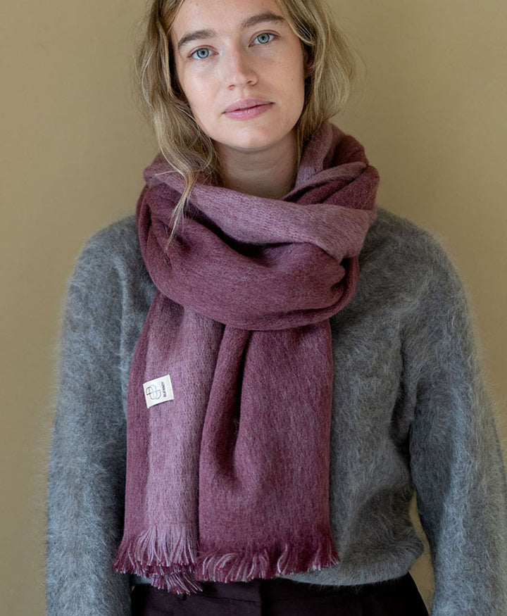 Halstuch Alpaka Schal Slim Doble - Aubergine Haze
