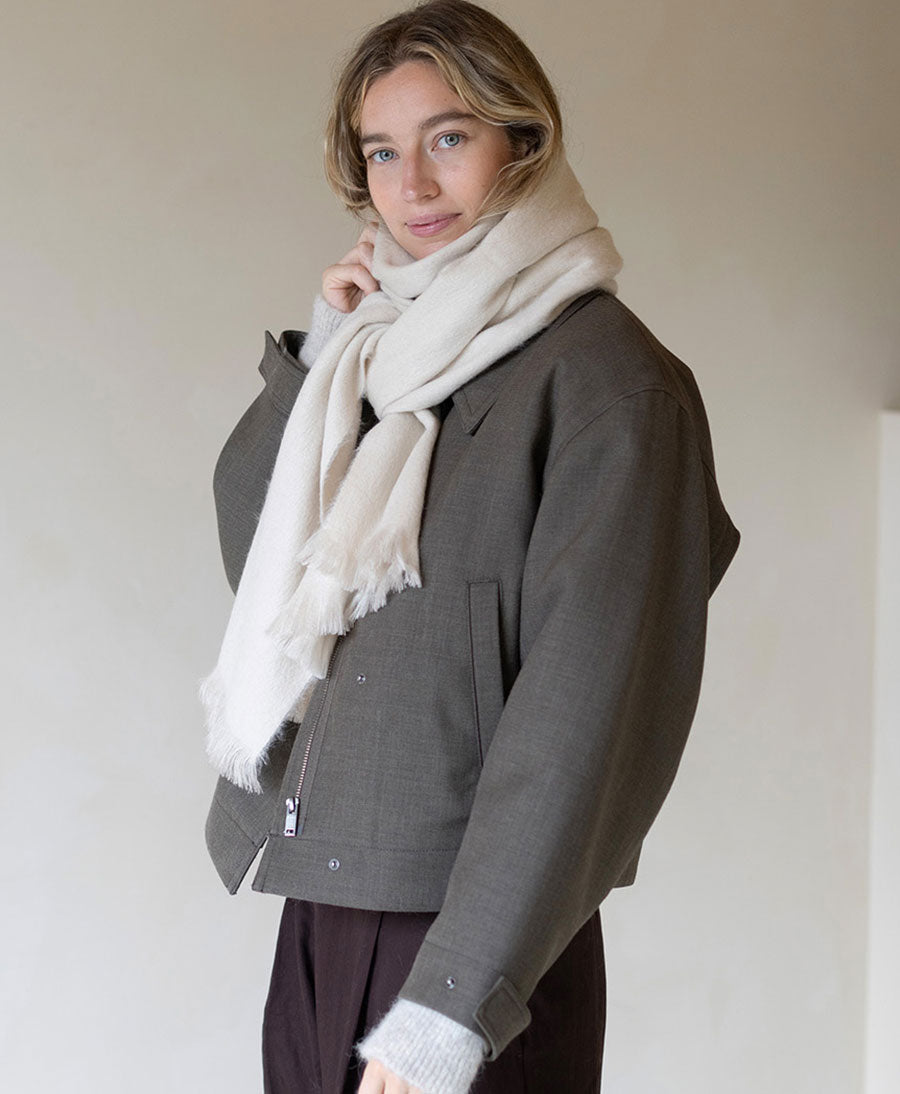 Halstuch Alpaka Schal Slim - Butter Cream