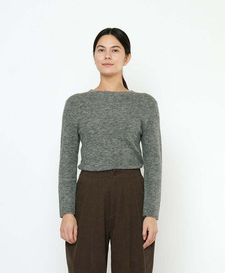 Langarm Shirt Mockneck - Grau (meliert)