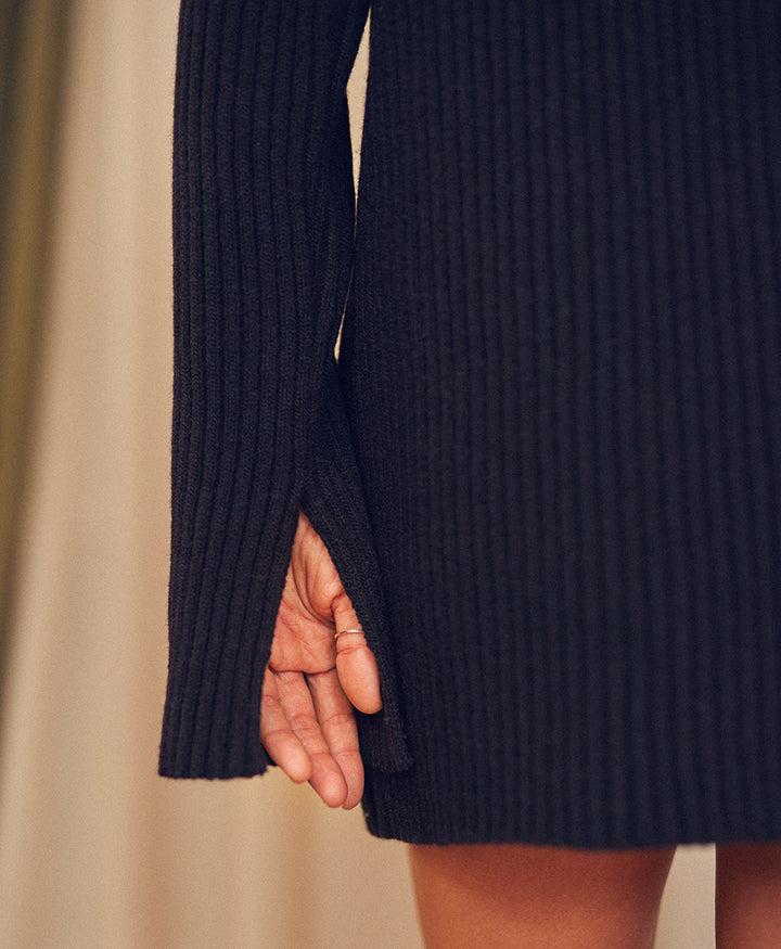 Langer Strickpullover / Wool Tunic - Schwarz