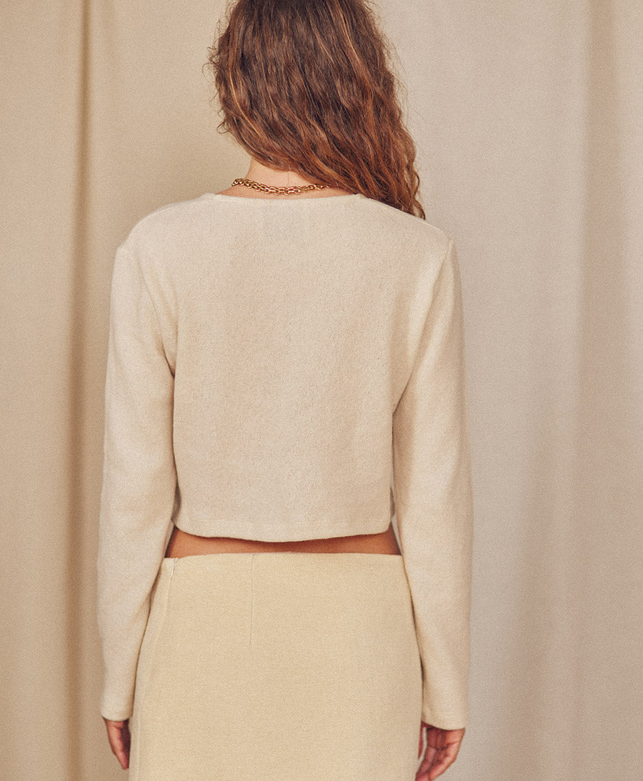 Kurzes Mini Cardigan - Creme