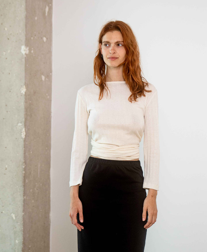 Wrap Top aus Bio-Baumwolle - Ecru