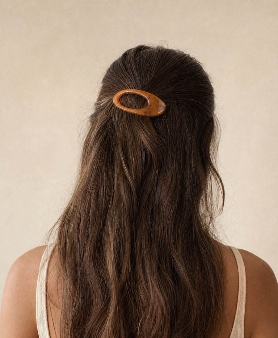 Flache Haarklammer ALMA - Cognac Tortoise