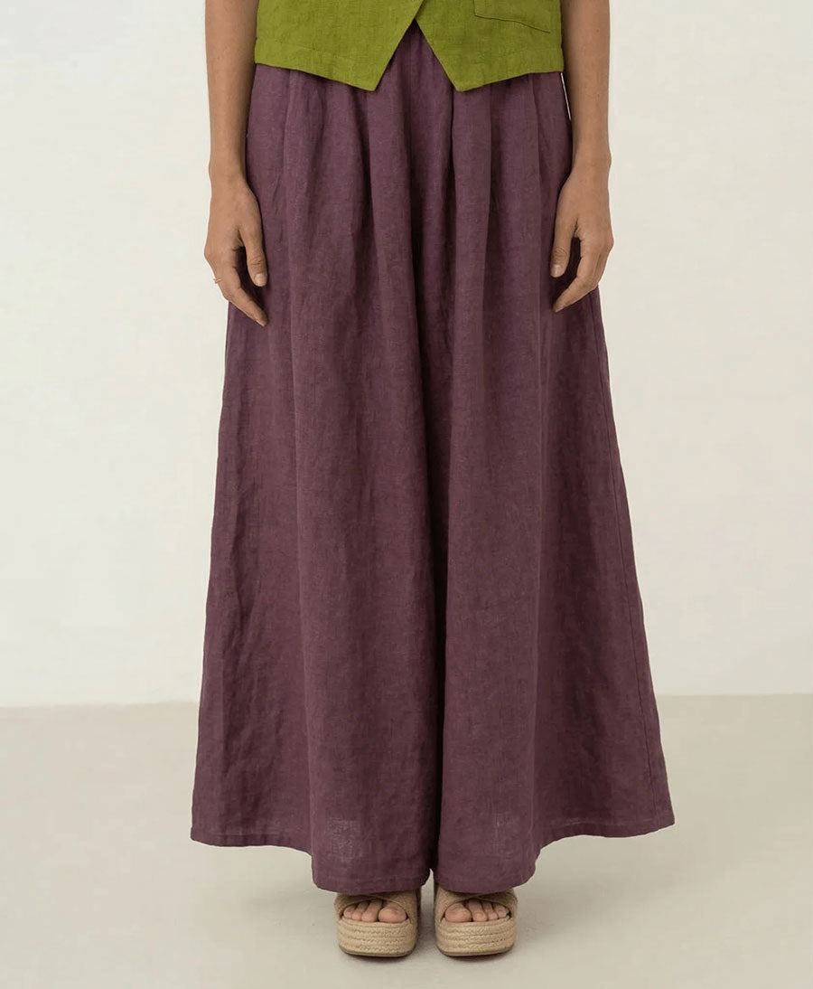 Jupe / Rock Freya aus Leinen - Aubergine
