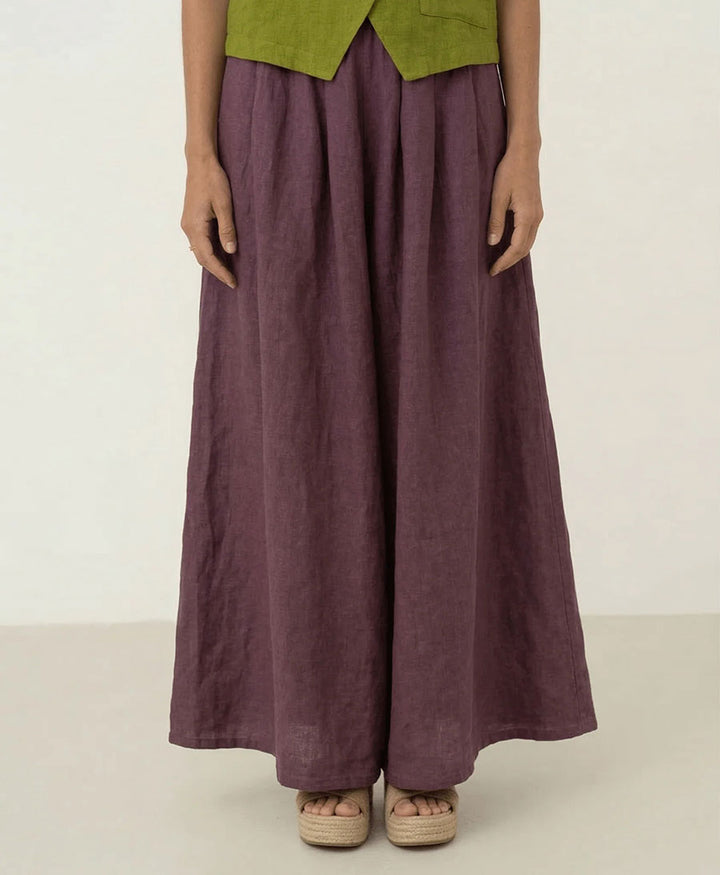 Jupe / Rock Freya aus Leinen - Aubergine