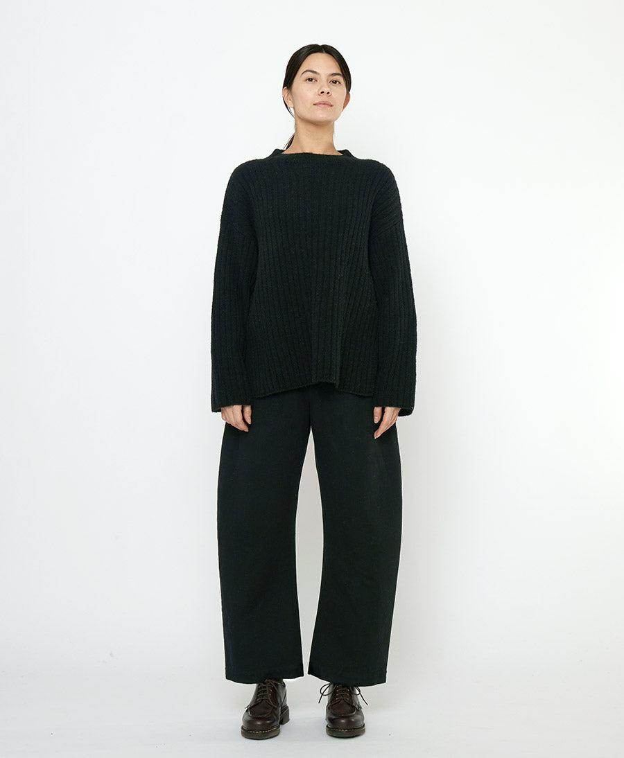 Strickpullover Oversized Ribbed Mockneck - Schwarz