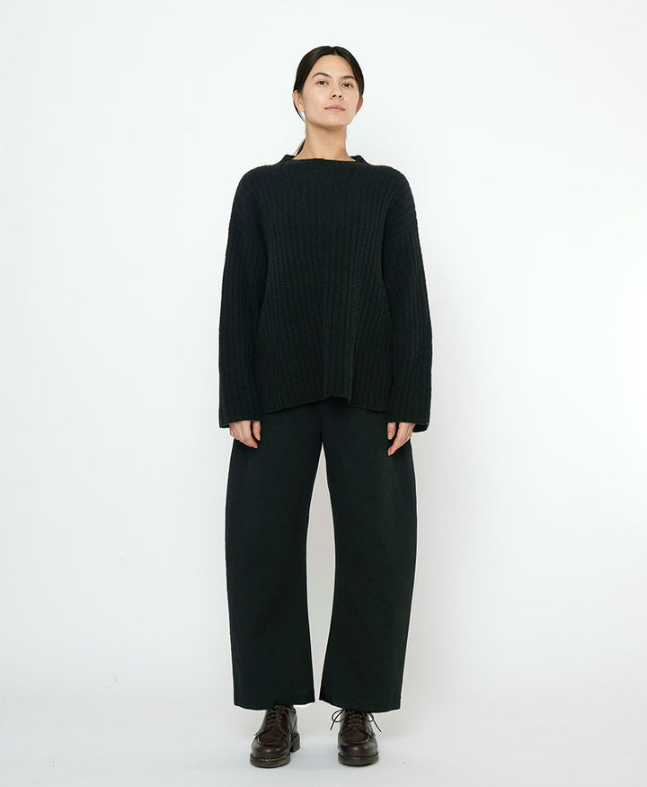 Strickpullover Oversized Ribbed Mockneck - Schwarz