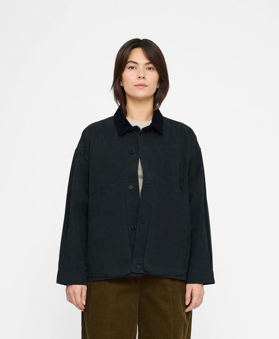 Hemdjacke Signature Panel Pockets Shirt Jacket Waxed Edition - Navy Black