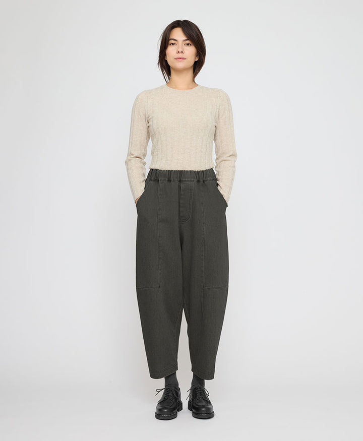 Stoffhose Elastic Panel Barrel Trouser - Washed Black