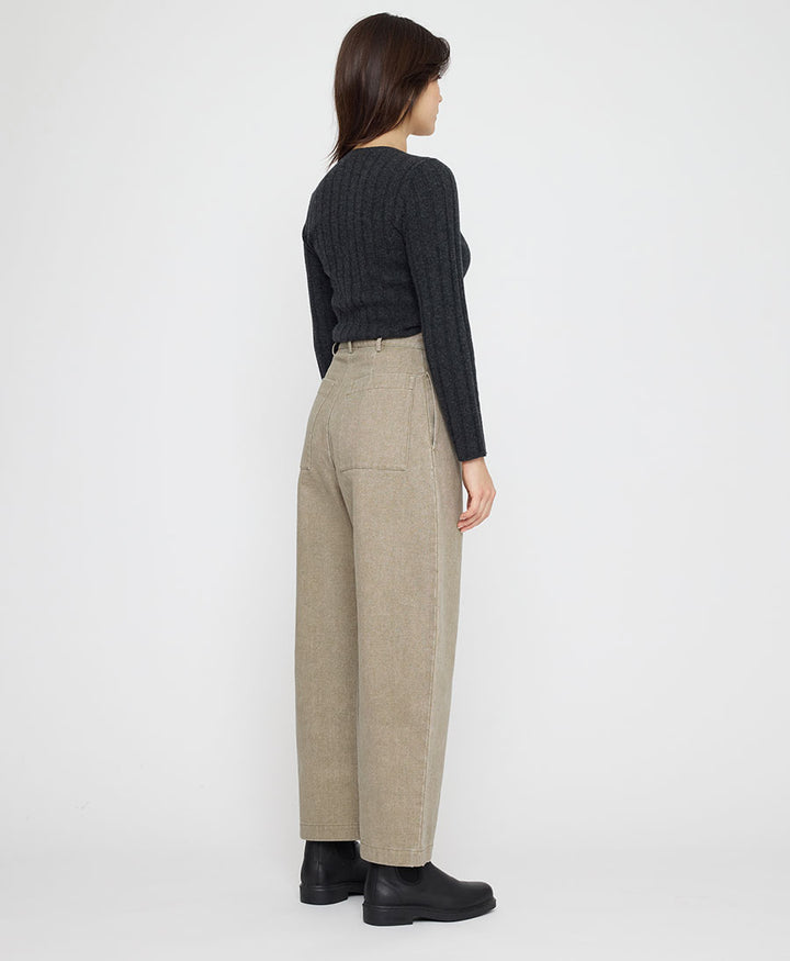 Stoffhose Tailored Curve Legged Trouser - Washed Tan